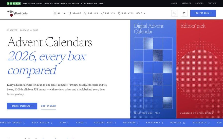 The advent.center home page